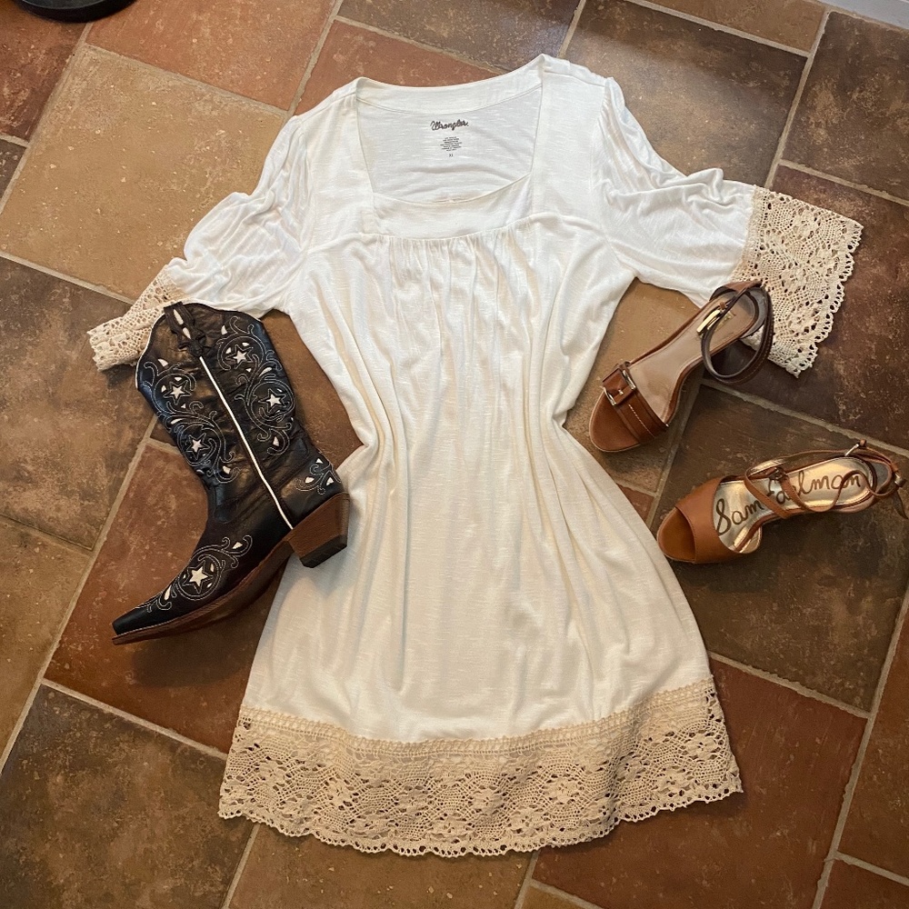 Boho sun dress or festival dress with crochet details